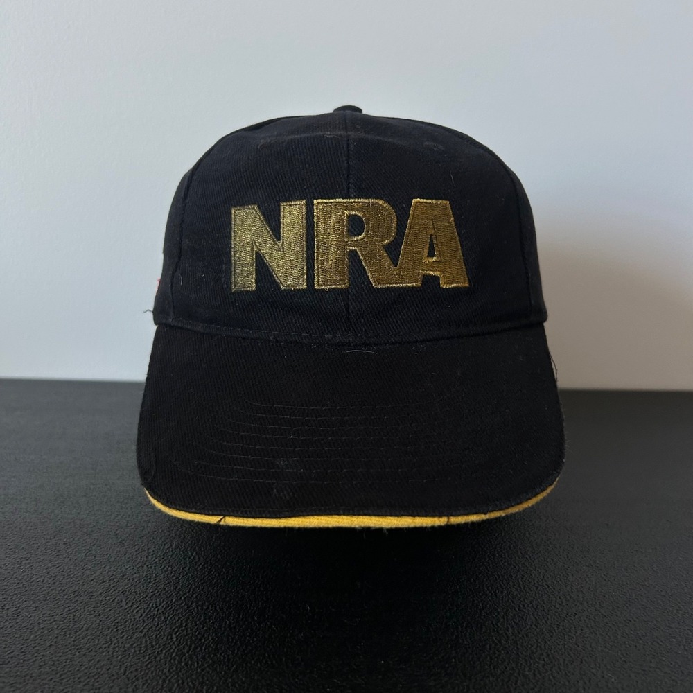 Vintage NRA Hat Cap Strap Back Adjustable Black‎ USA Flag Adult